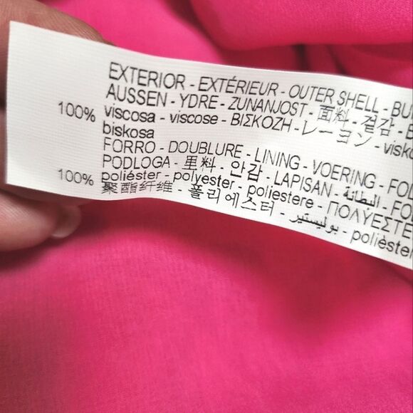 Zara Pleated Flowy Chiffon Maxi Dress Pink NWT - Picture 8 of 8